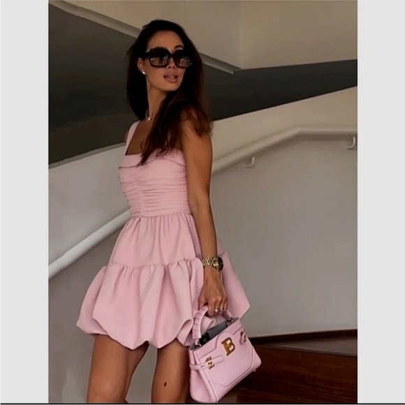 DRAPED BALLOON MINI DRESS - Picture 10 of 16